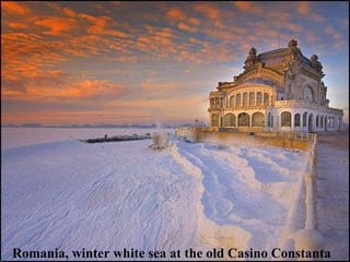 Romania, winter white sea at the old Casino Constanta 