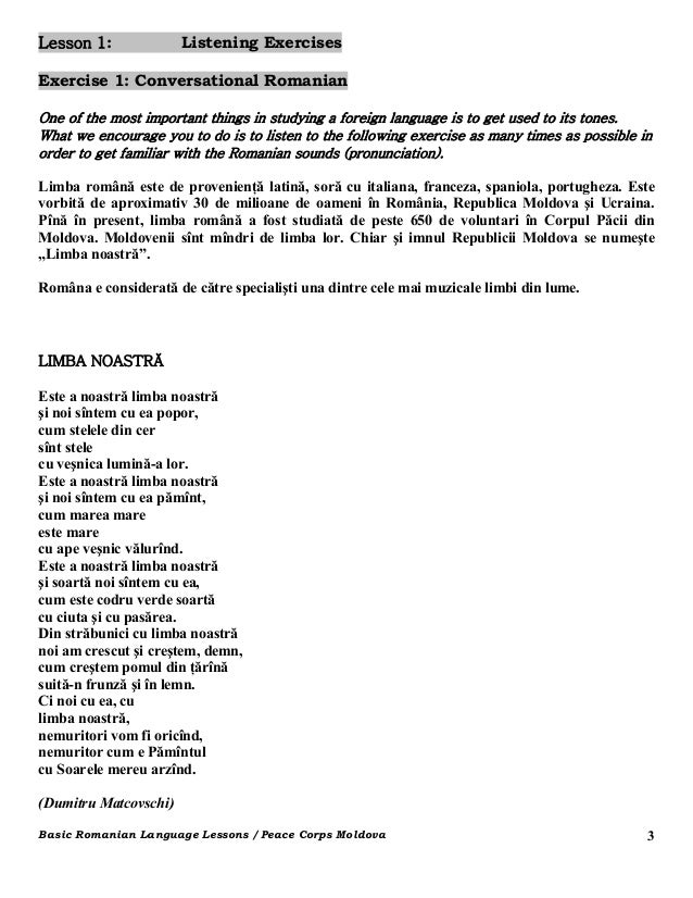 Basic Romanian Moldovan Language Course