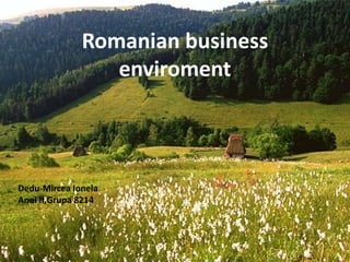 Romanian business
enviroment
Dedu-Mircea Ionela
Anul II,Grupa 8214
 