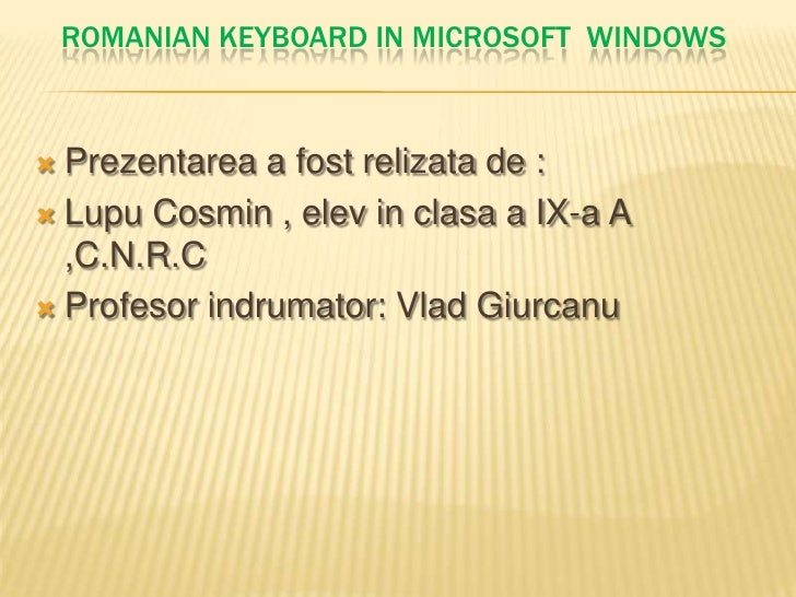 Romanian keyboard layout in windows