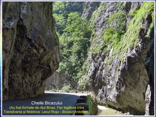 Cheile Bicazului
(Au fost formate de râul Bicaz. Fac legătura între
Transilvania şi Moldova: Lacul Roşu - Bicazul Ardelean.)
 