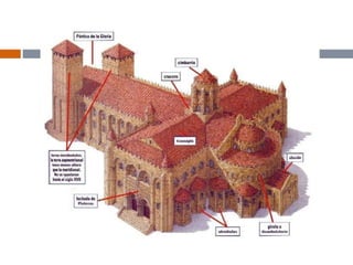  El uso de la bóveda de cañón configura el espacio
arquitectónico del románico; su gran peso y empujes son
recogidos por ...