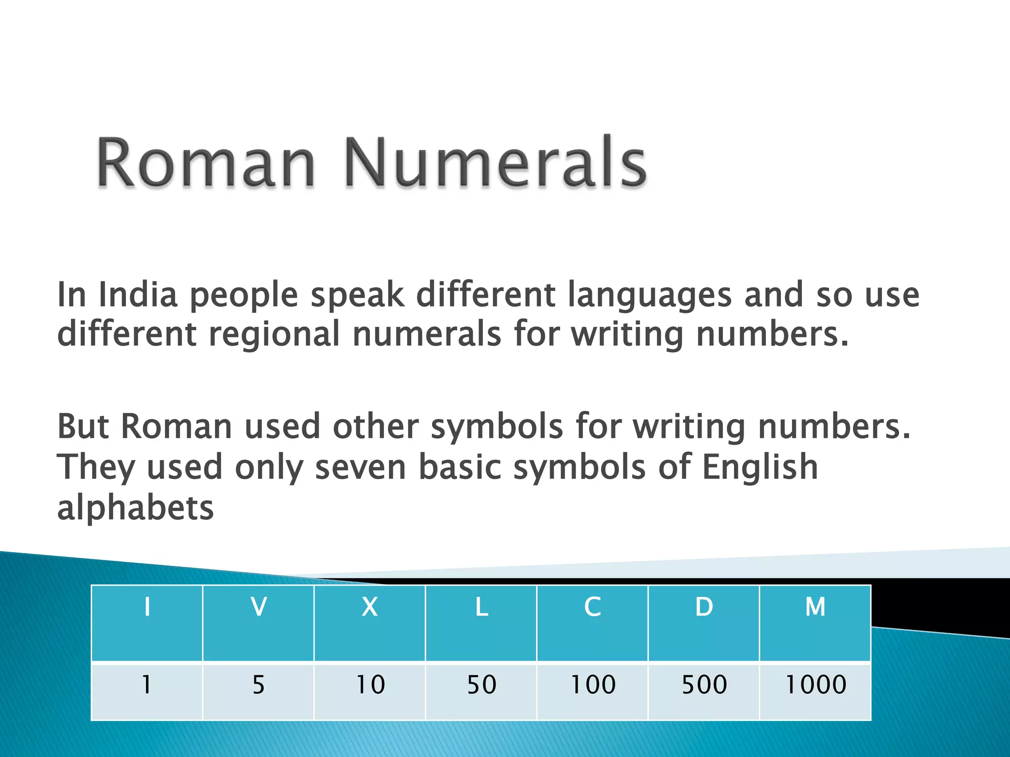 Roman Numbers Language Roman numerals | PDF