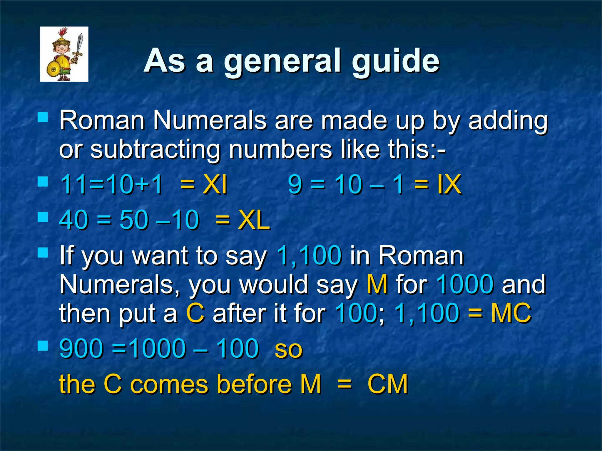Roman numerals cc ppt