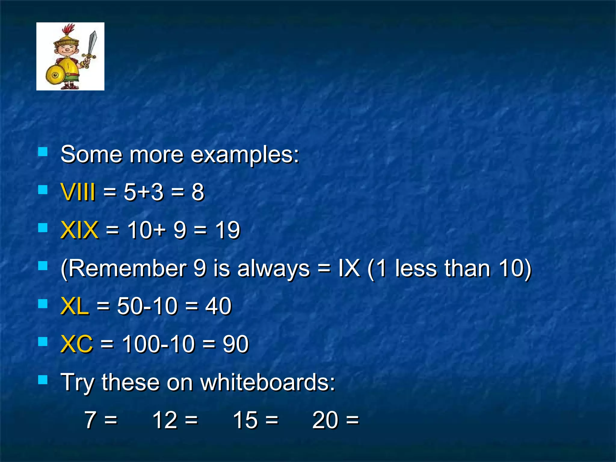 Roman numerals cc ppt