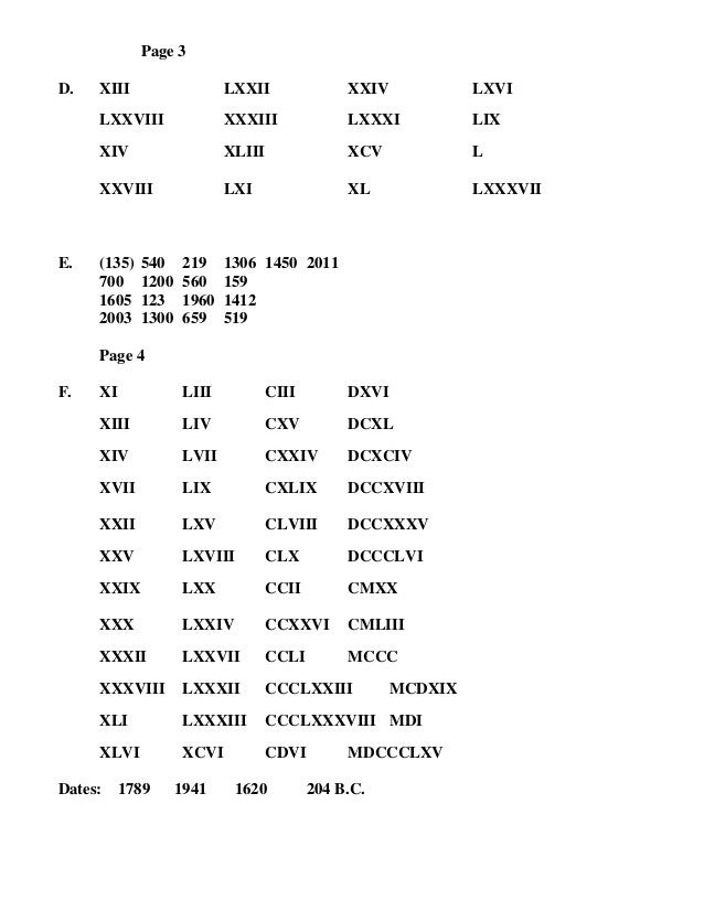 Romannumerals lessons worksheetsquizzes