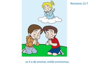 Romanos 12.7
se é o de ensinar, então ensinemos;
 