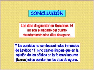 Romanos 14. días y comidas