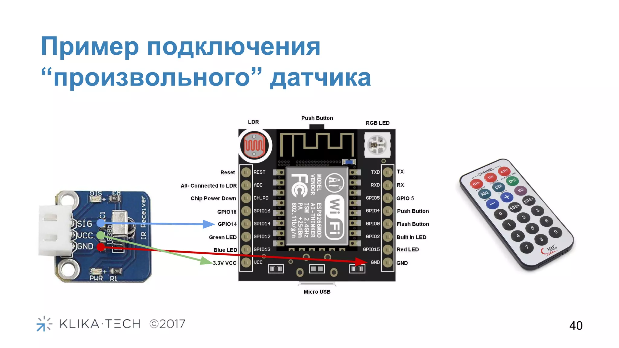 40
Пример подключения
“произвольного” датчика
 