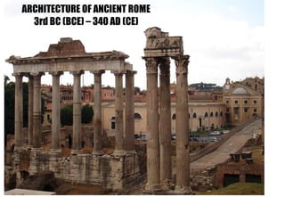 ARCHITECTURE OF ANCIENT ROME
3rd BC (BCE) – 340 AD (CE)
 