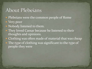 Roman Plebeians Clothing