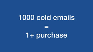 1000 cold emails
=
1+ purchase
 