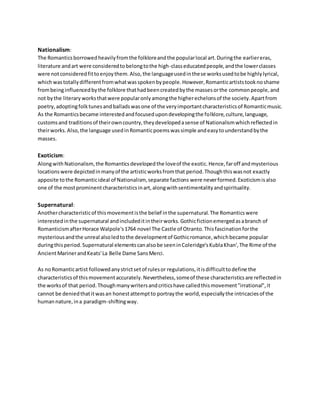 Features Of Romanticism Features Of Romanticism