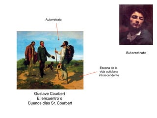 Gustave Courbert
El encuentro o
Buenos días Sr. Courbert
Escena de la
vida cotidiana
intrascendente
Autorretrato
Autorretrato
 