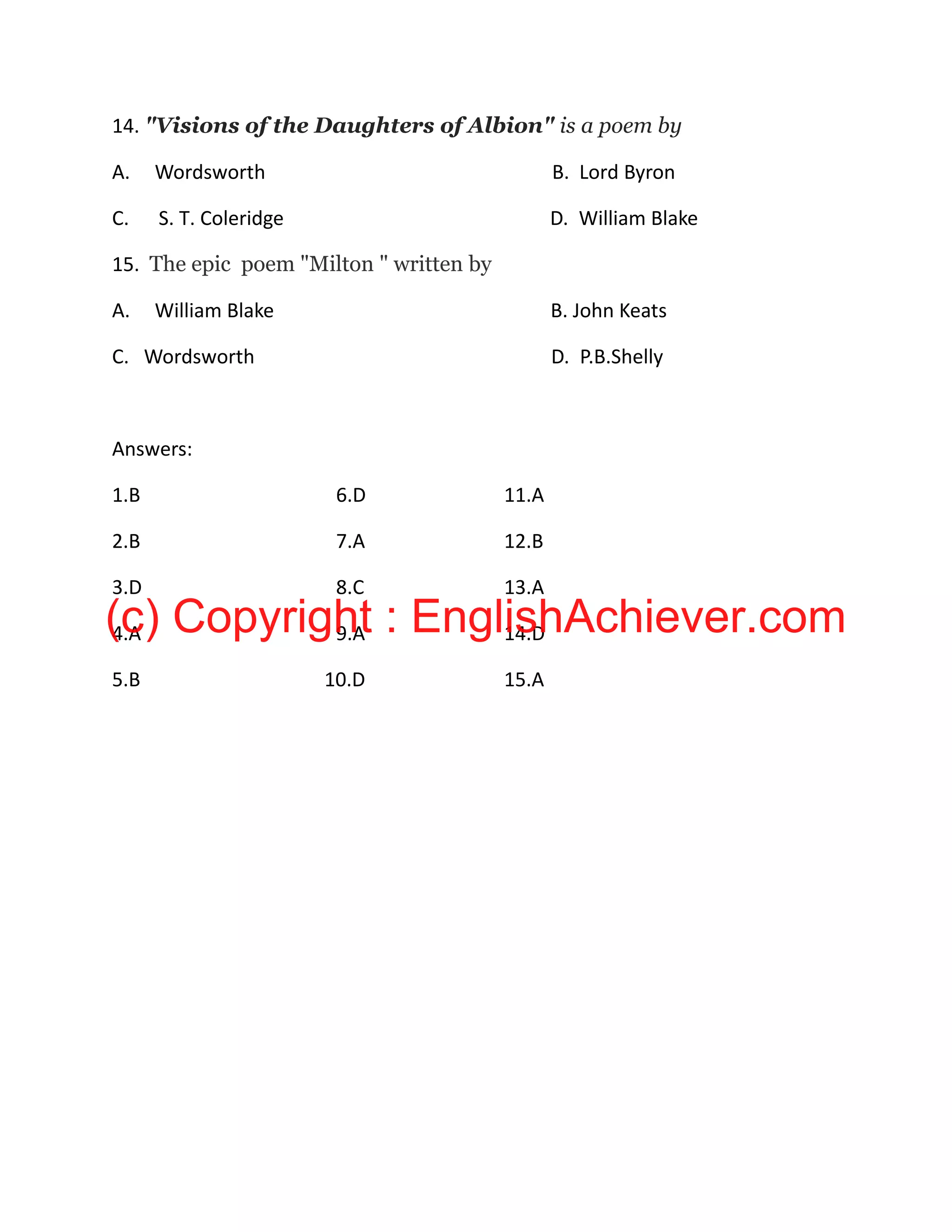 AN INTRODUCTION TO ROMANTICISM MASTERY TEST visual data 5