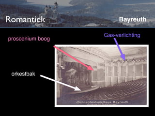 Romantiek               Bayreuth

                  Gas-verlichting
proscenium boog




 orkestbak
 