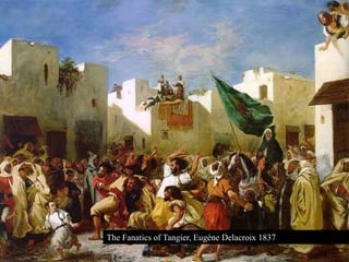 Tendências
temáticas
do
Romantismo
Individualismo
Livre expressão
de sentimentos
e emoções
mais íntimas e
conflituosas
Fuga da realidade
:
Fuga para a natureza,
para o passado,
para o lado noturno
de vida,
para o misticismo e
o sobrenatural,
o sonho, a loucura
ou a própria morte.
Nacionalismo
O Romantismo
propaga a ideia
de que cada povo
é único e criativo,
e expressa seu gênio
na arte
e tradições populares.
 