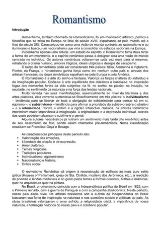 Romantismo 9º ano | PDF