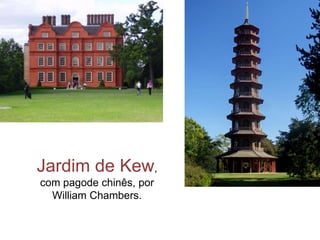 Jardim de Kew,
com pagode chinês, por
  William Chambers.
 