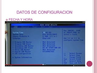 DATOS DE CONFIGURACION
   FECHA Y HORA
 
