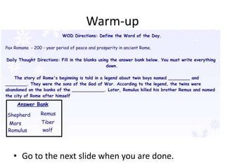 Warm-up

• Go to the next slide when you are done.

 