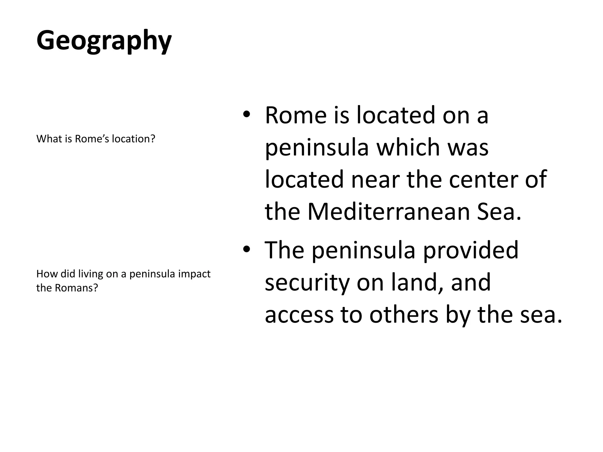 Rome Lesson 1 - Geography and Economics | PPTX