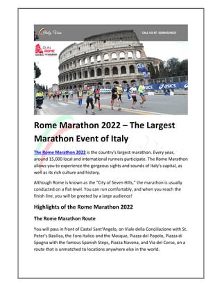 Rome Marathon 2022 – Take part in Italy’s Largest Marathon Event