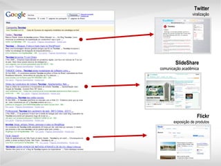 SlideShare comunicação acadêmica Flickr exposição de produtos Twitter viralização 
