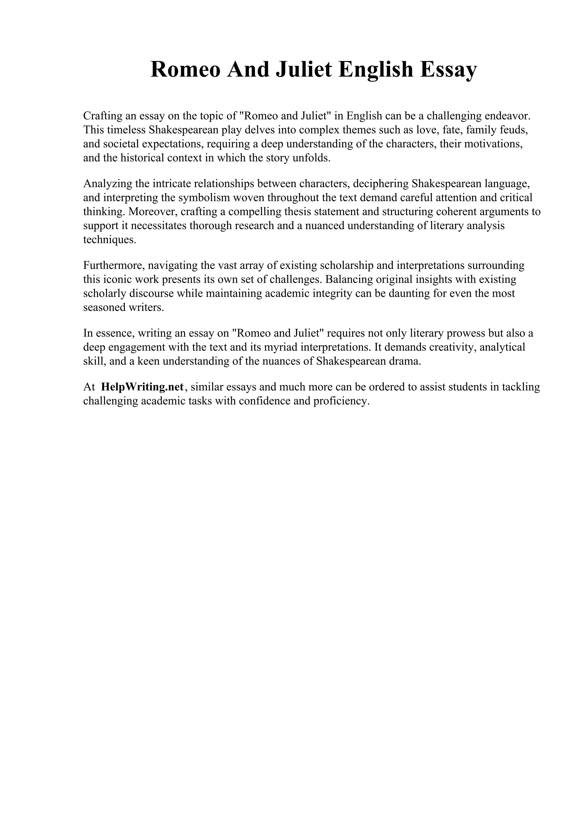 Romeo And Juliet English Essay Pdf Romeo And Juliet English Essay Pdf