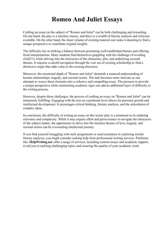 Romeo And Juliet Essays Pdf Romeo And Juliet Essays Pdf