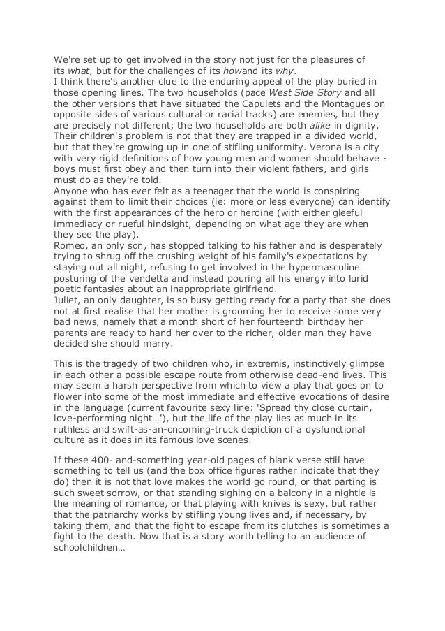 a literary analysis of romeo and juliet and west side story Notes from the choir thursday, august 28, 2014. a literary analysis of romeo and juliet and west side story Notes from the choir thursday, august 28, 2014.