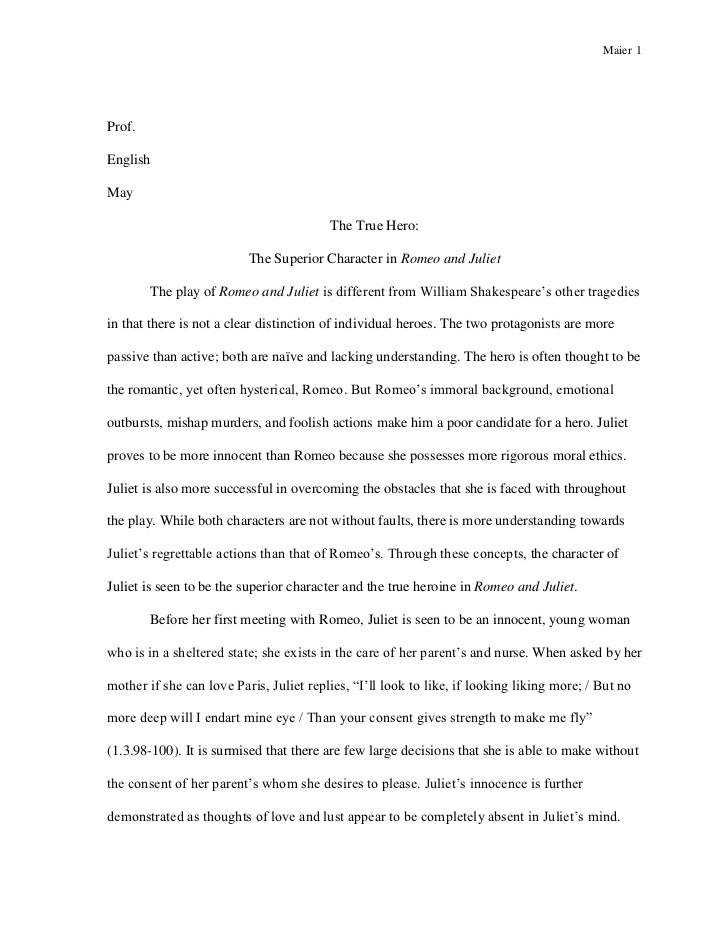 Romeo and juliet research paper on love