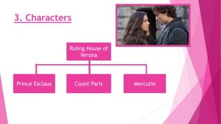 3. Characters
Prince Esclaus Count Paris Mercutio
Ruling House of
Verona
 