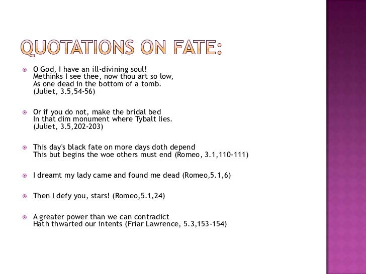 Romeo and juliet quotes about fate