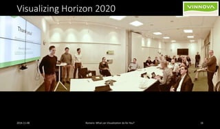 Visualizing Horizon 2020
2016-11-08 Romero: What can Visualization do for You? 16
 