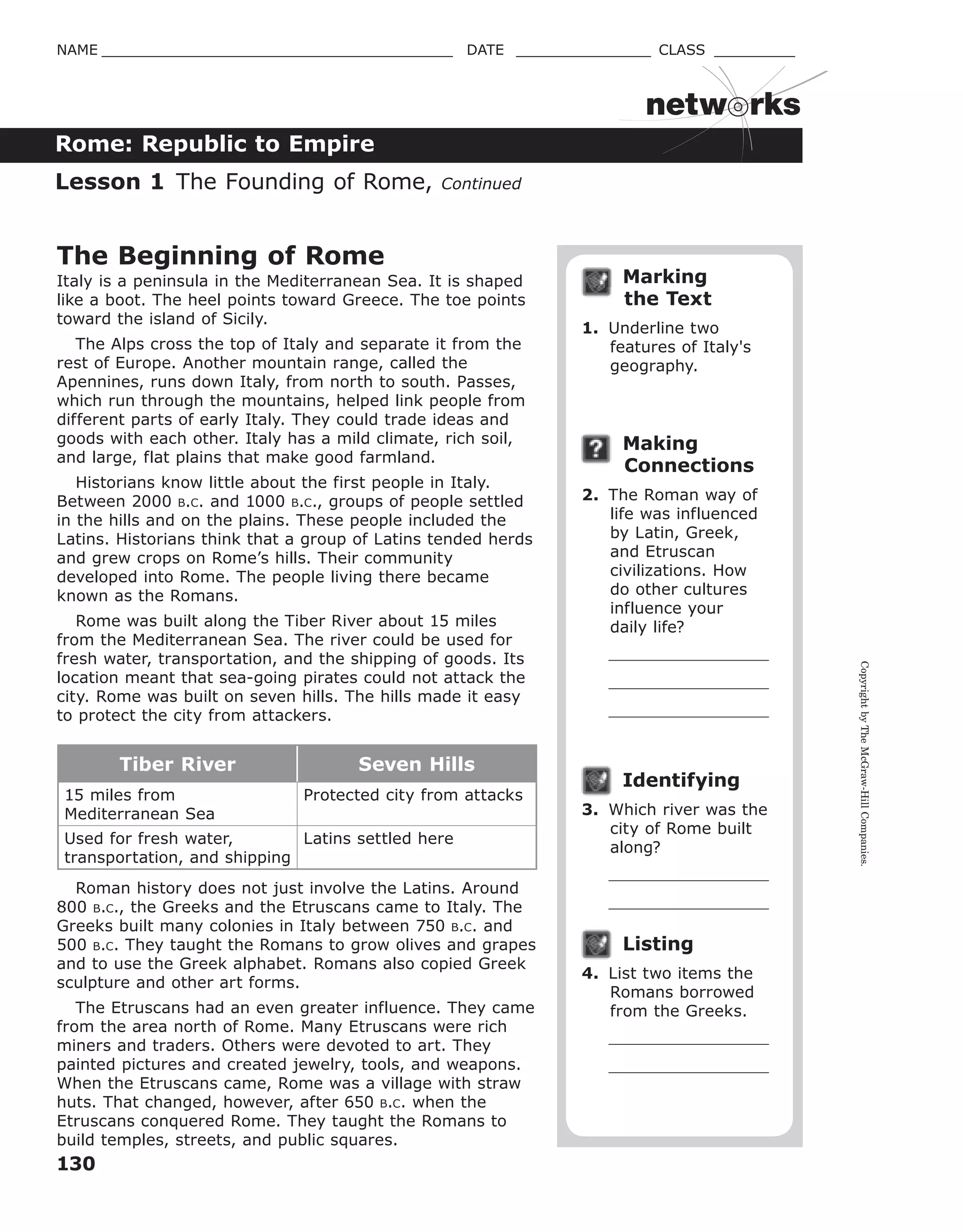 Rome workbook lessons 1 4 | PDF