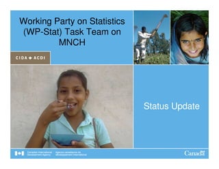 Working Party on Statistics
(WP-Stat) Task Team on
         MNCH




                              Status Update
 