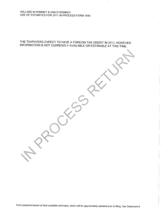 Mit Romney 1040 tax return 2011