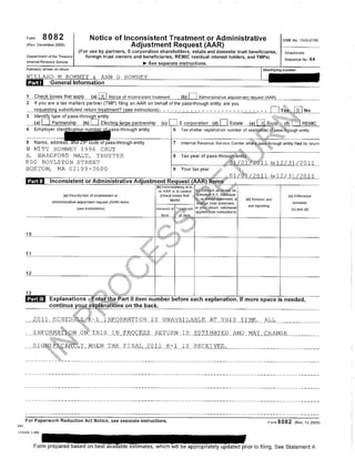 Mit Romney 1040 tax return 2011