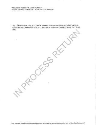 Mit Romney 1040 tax return 2011