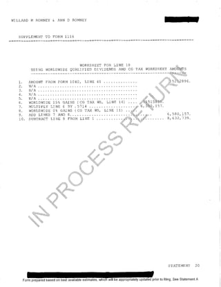 Mit Romney 1040 tax return 2011