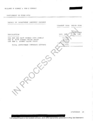 Mit Romney 1040 tax return 2011