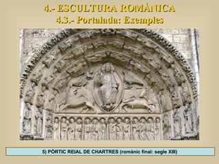4.- ESCULTURA ROMÀNICA 4.3.- Portalada: Exemples 5) PÒRTIC REIAL DE CHARTRES (romànic final: segle XIII)  