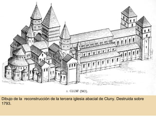 Dibujo de la  reconstrucción de la tercera iglesia abacial de Cluny. Destruida sobre 1793. 