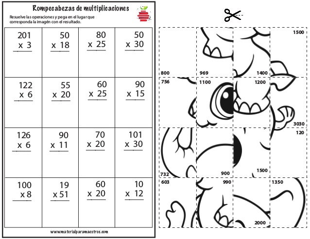 Rompecabezas d multiplicaciones