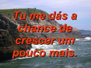 Tu me dás a chance de crescer um pouco mais. 