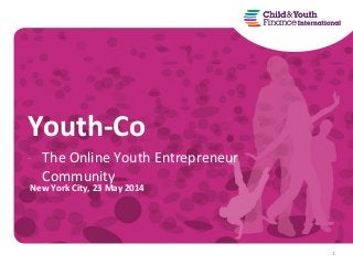 - The Online Youth Entrepreneur
Community
Youth-Co
New York City, 23 May 2014
1
 