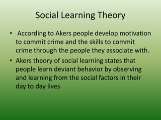 Ronald akers social learning theory crmj powerpoint | PPTX