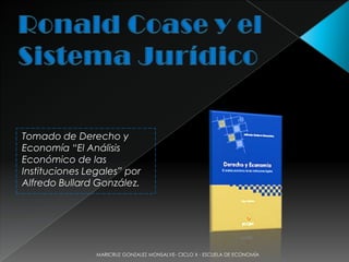 Tomado de Derecho y
Economía “El Análisis
Económico de las
Instituciones Legales” por
Alfredo Bullard González.




                MARICRUZ GONZALEZ MONSALVE- CICLO X - ESCUELA DE ECONOMÍA
 