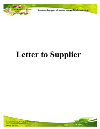 Letter to Supplier
 